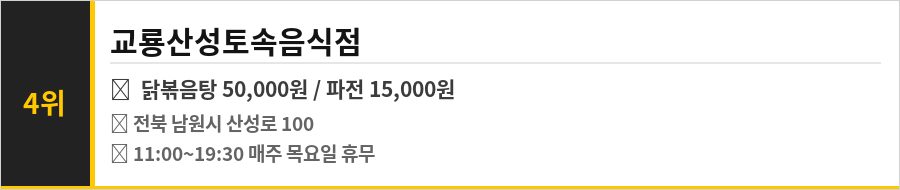 남원 맛집 식당정보카드