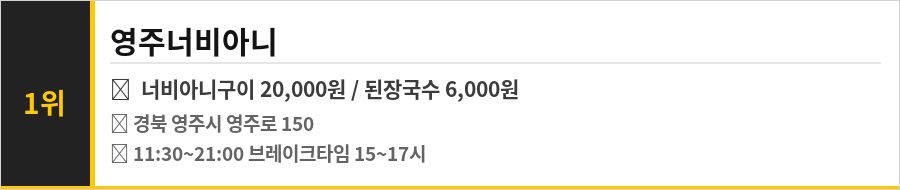 영주 맛집 식당정보카드