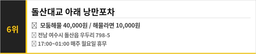 여수 낭만포차 맛집 식당정보카드