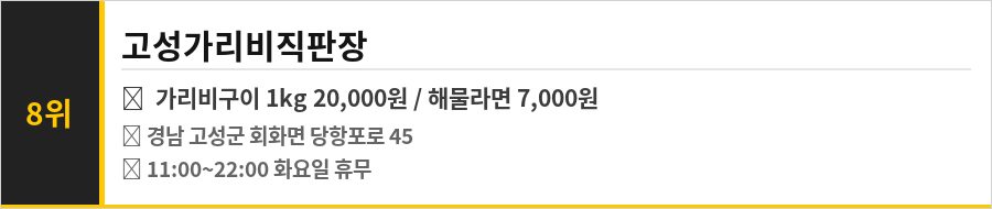고성 당항포 맛집 식당정보카드