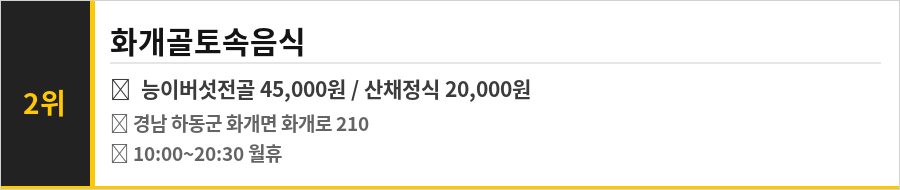 하동 쌍계사 맛집 식당정보카드