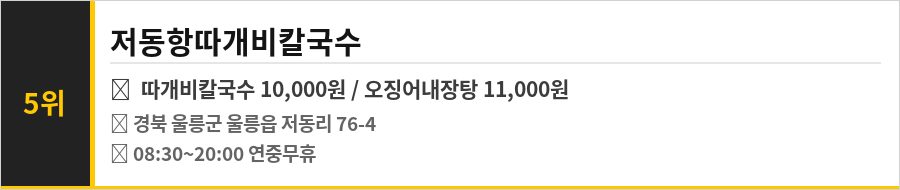 독도 근처 울릉 맛집 식당정보카드