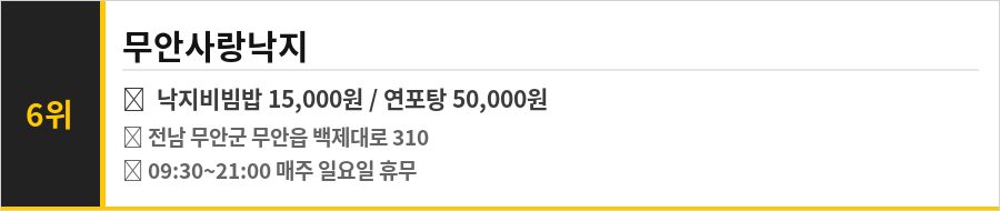 무안 낙지 맛집 식당정보카드
