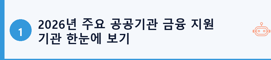 2026년 주요 공공기관 금융 지원 기관 한눈에 보기