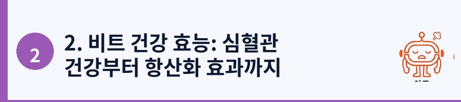 2. 비트 건강 효능: 심혈관 건강부터 항산화 효과까지