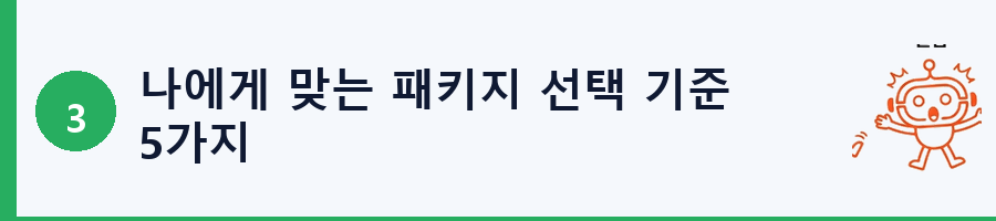 나에게 맞는 패키지 선택 기준 5가지
