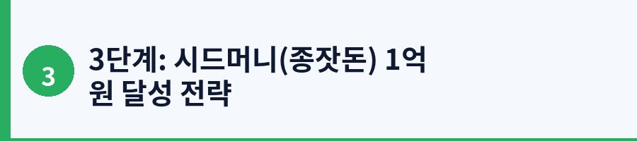 3단계: 시드머니(종잣돈) 1억 원 달성 전략