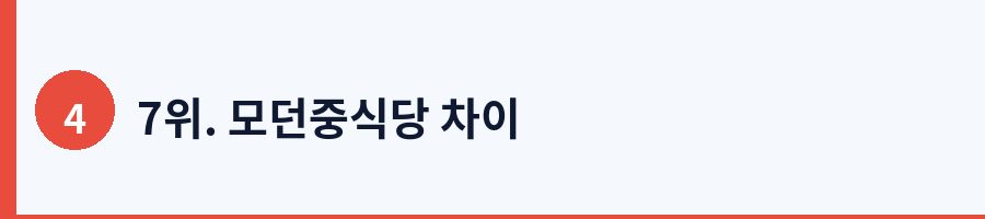 7위. 모던중식당 차이
