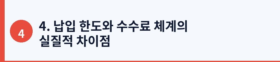 4. 납입 한도와 수수료 체계의 실질적 차이점