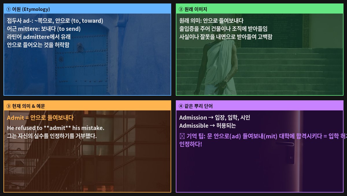 Admit 어원 4컷