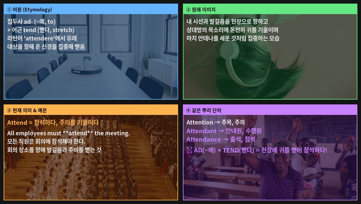 Attend 어원 4컷