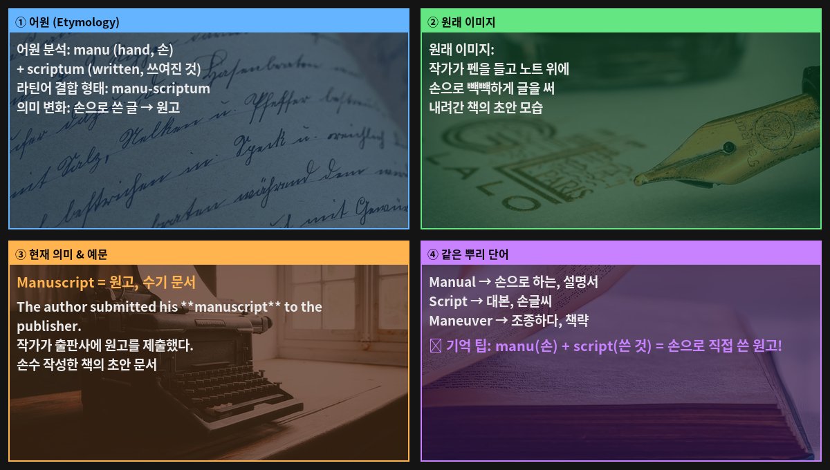 Manuscript 어원 4컷