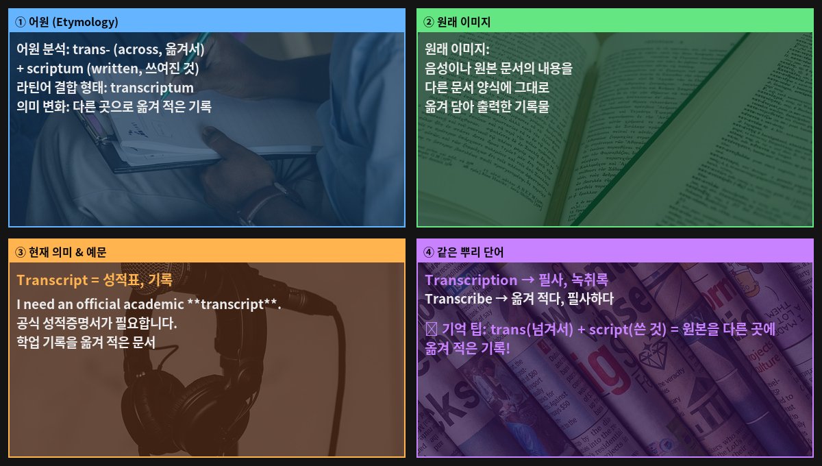 Transcript 어원 4컷