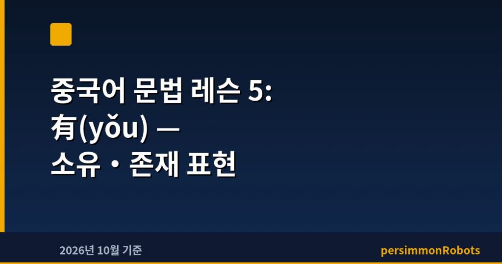 중국어 문법 레슨 5: 有(yǒu) — 소유·존재 표현