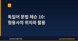 독일어 문법 레슨 10: 형용사의 위치와 활용