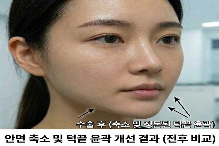 턱끝 성형술 후 클로즈업