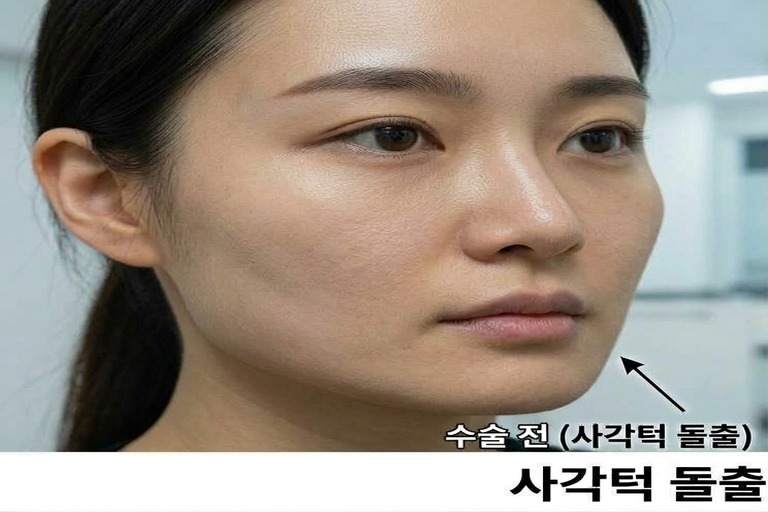 사각턱 수술 전 클로즈업