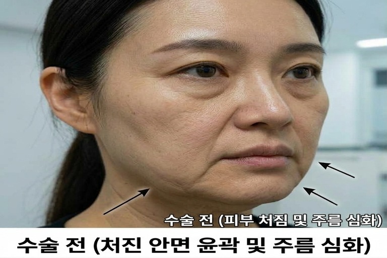 안면거상술 전 클로즈업