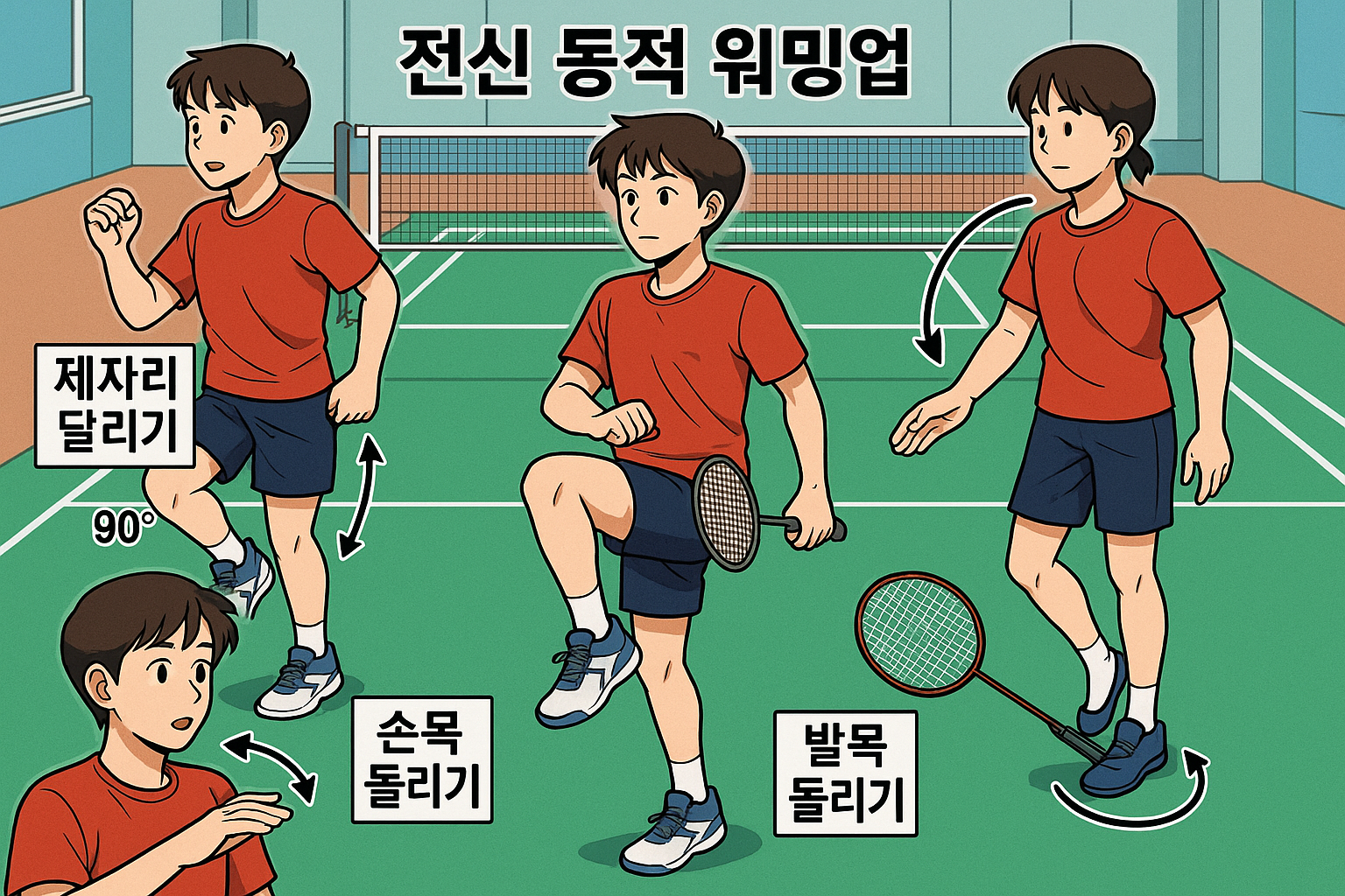 배드민턴 경기 전 동적 스트레칭 5단계 가이드