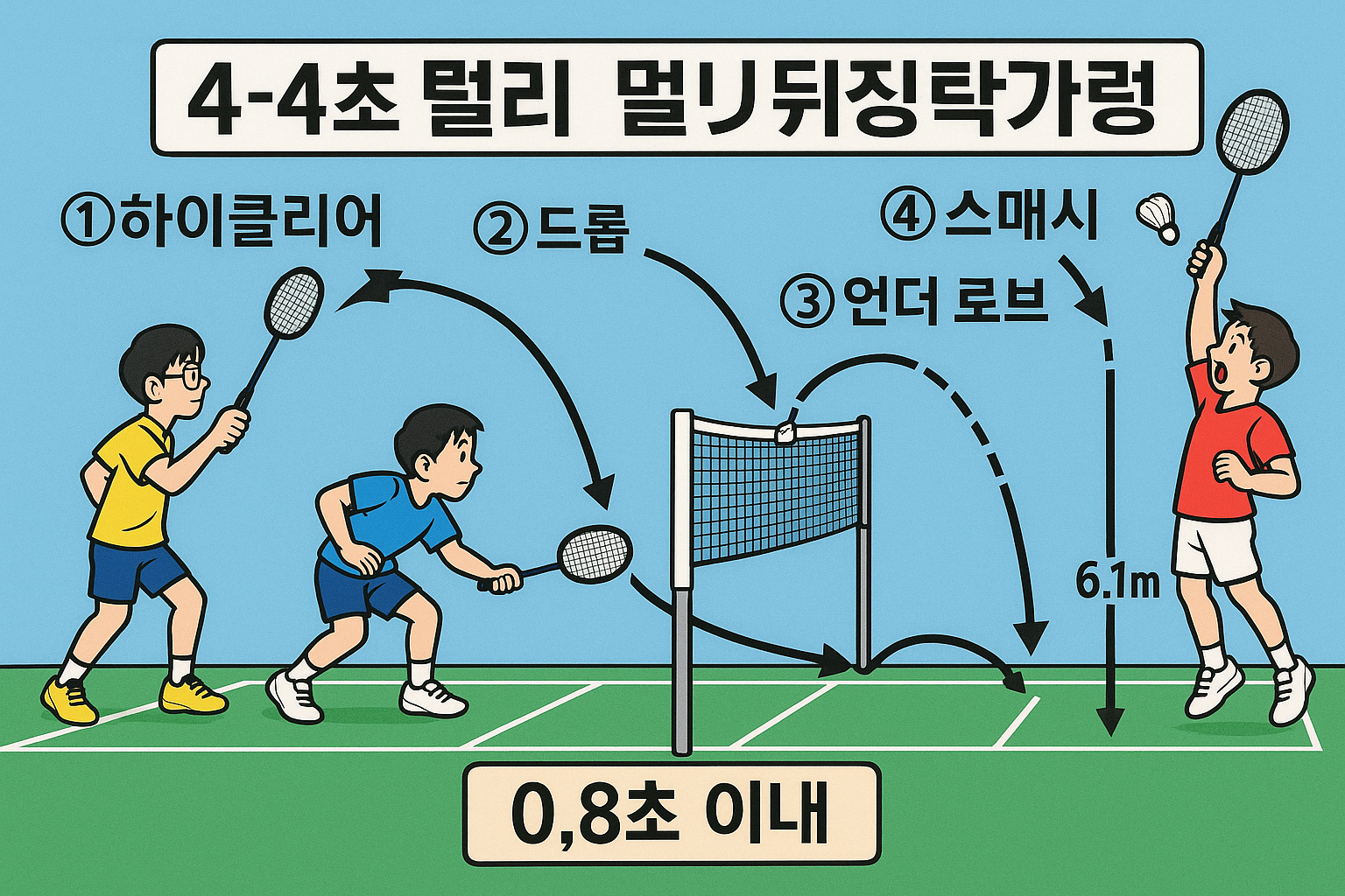 배드민턴 4구 랠리 패턴 사이클