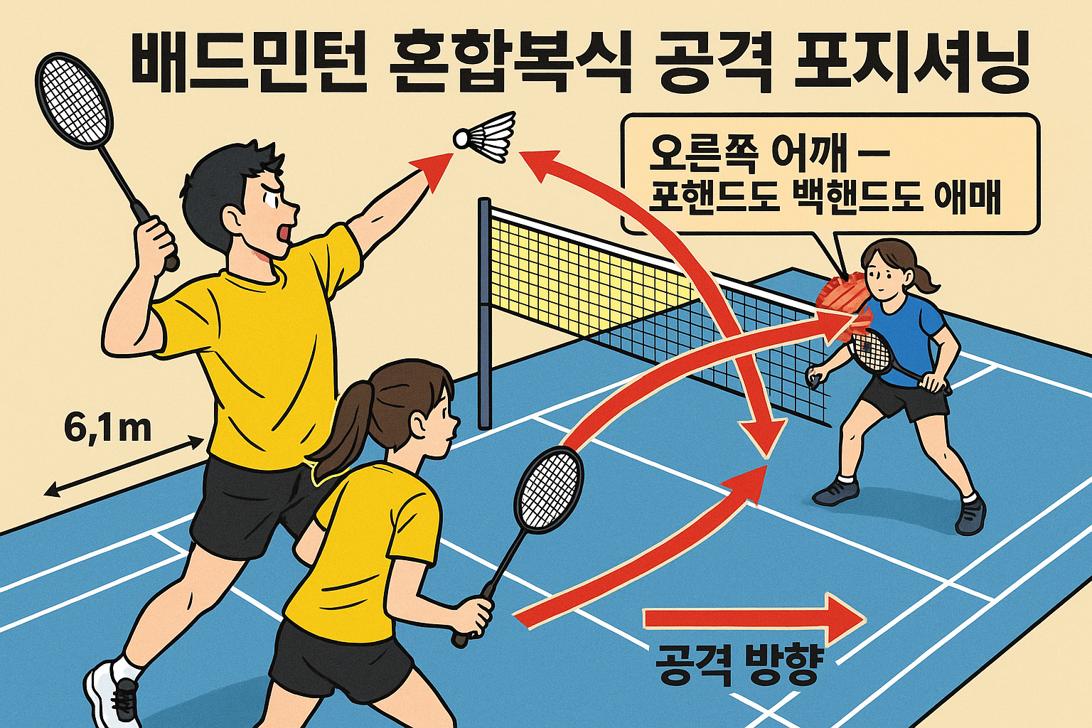 혼합복식 포지셔닝 역할 분담