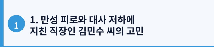 1. 만성 피로와 대사 저하에 지친 직장인 김민수 씨의 고민