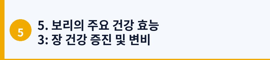 5. 보리의 주요 건강 효능 3: 장 건강 증진 및 변비 해소