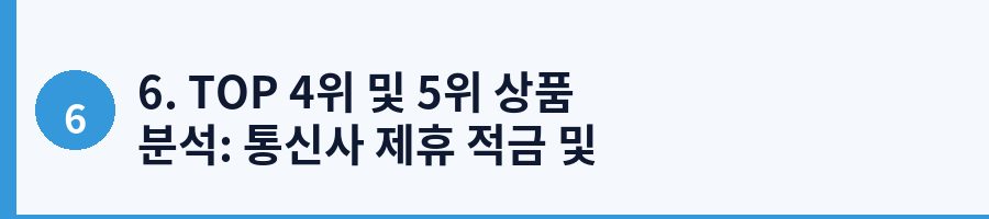 6. TOP 4위 및 5위 상품 분석: 통신사 제휴 적금 및 핀테크 플랫폼 특판