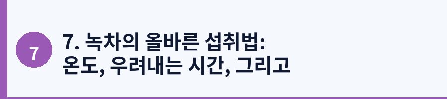 7. 녹차의 올바른 섭취법: 온도, 우려내는 시간, 그리고 황금 비율