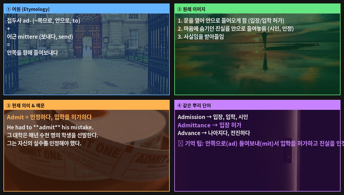 Admit 어원 4컷