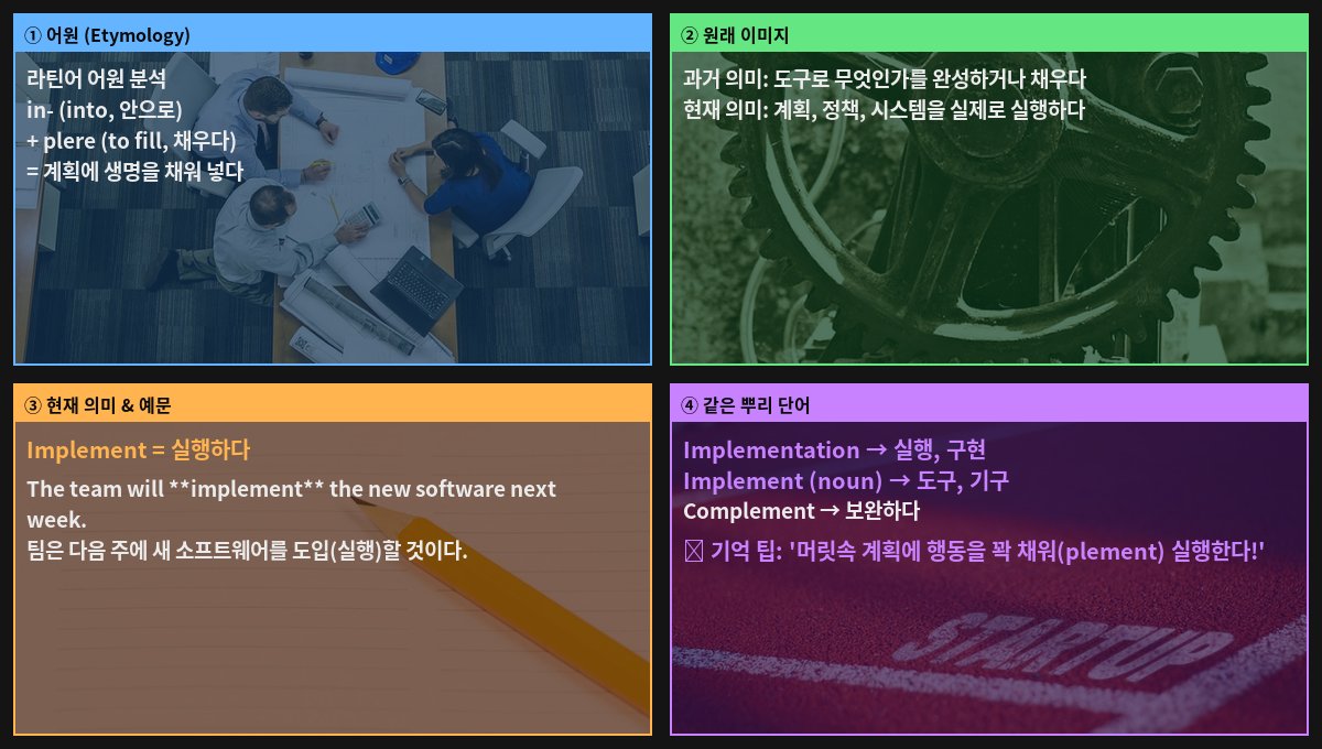 Implement 어원 4컷
