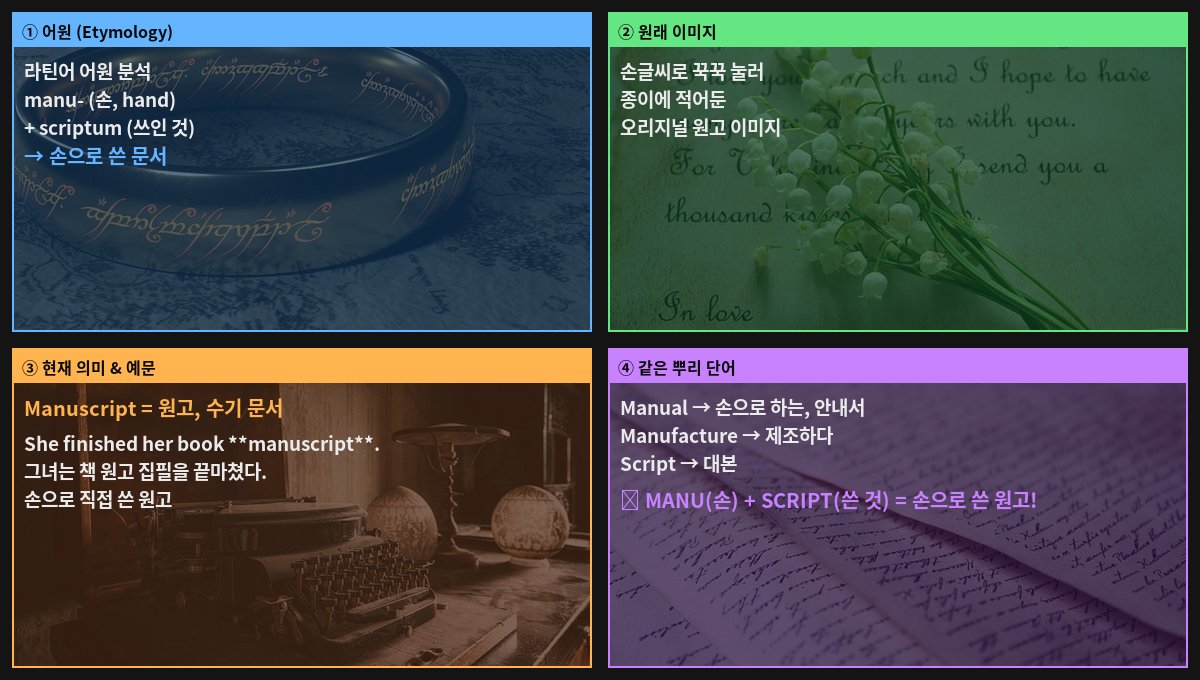 Manuscript 어원 4컷